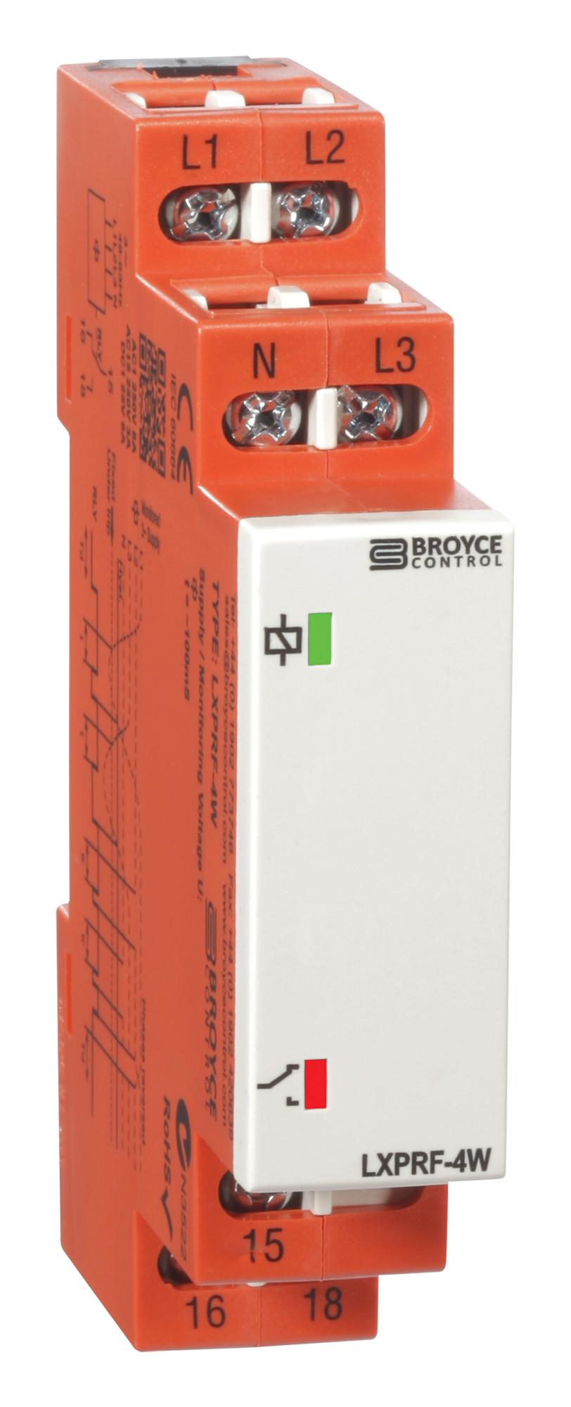 LXPRF-4W 230V (400V) RELAY, VOLTAGE SENSE, SPDT, 8A, 230VAC BROYCE CONTROL