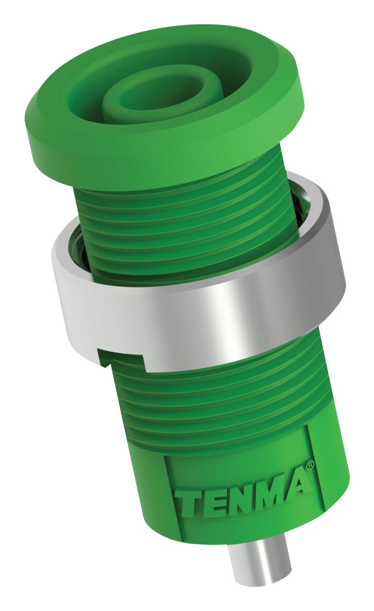 76-1502 BANANA JACK, 4MM, 25A, SOLDER, GREEN TENMA