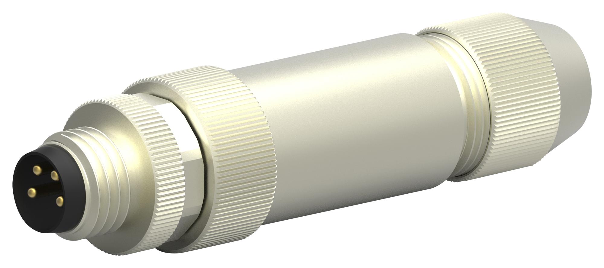 T4111011041-000 SENSOR CONNECTOR, M12, PLUG, 4POS TE CONNECTIVITY