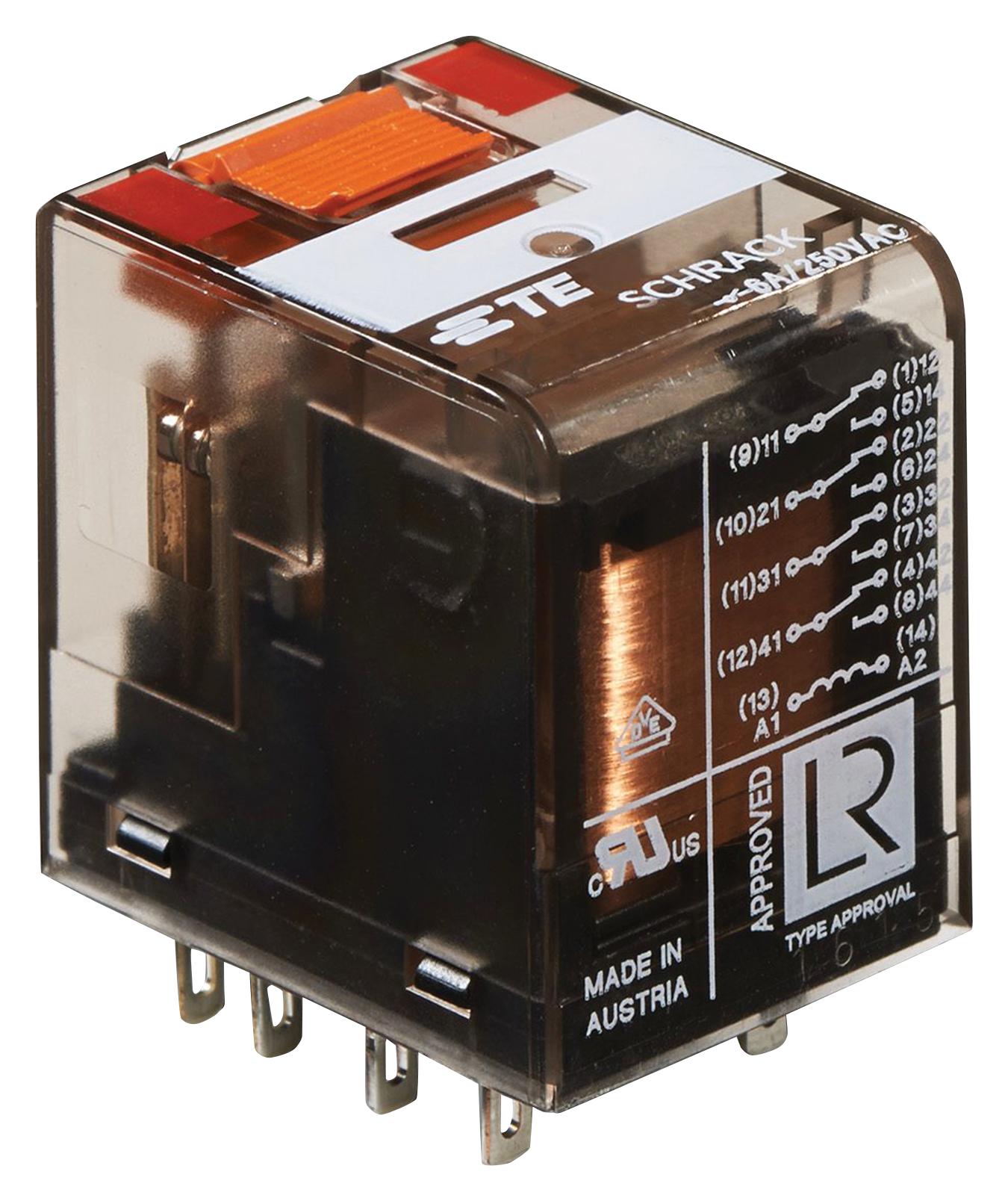 PT570548. POWER RELAY, 4PDT, 6A, 240VAC, SOCKET SCHRACK - TE CONNECTIVITY