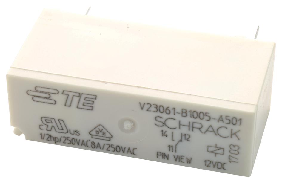 V23061B1005A501 POWER RELAY, SPDT, 8A, 250VAC, TH SCHRACK - TE CONNECTIVITY