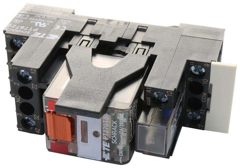 PT2S7TD0 POWER RELAY, DPDT, 12A, 240VAC, DIN RAIL SCHRACK - TE CONNECTIVITY
