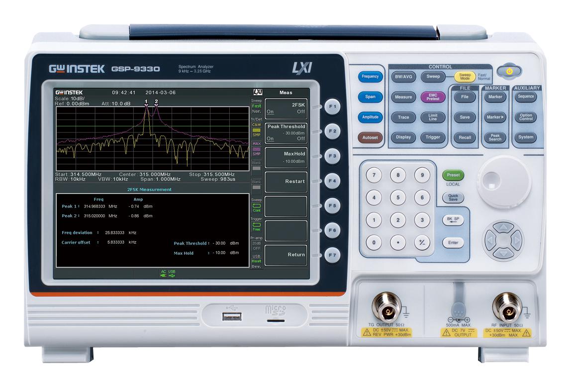 GSP-9330 SPECTRUM ANALYZER, 9KHZ-3.25GHZ, BENCH GW INSTEK