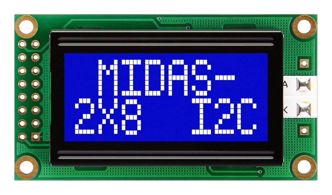 MC20805A6W-BNMLWI-V2 DISPLAY, ALPHANUMERIC, 8X2, WHITE MIDAS