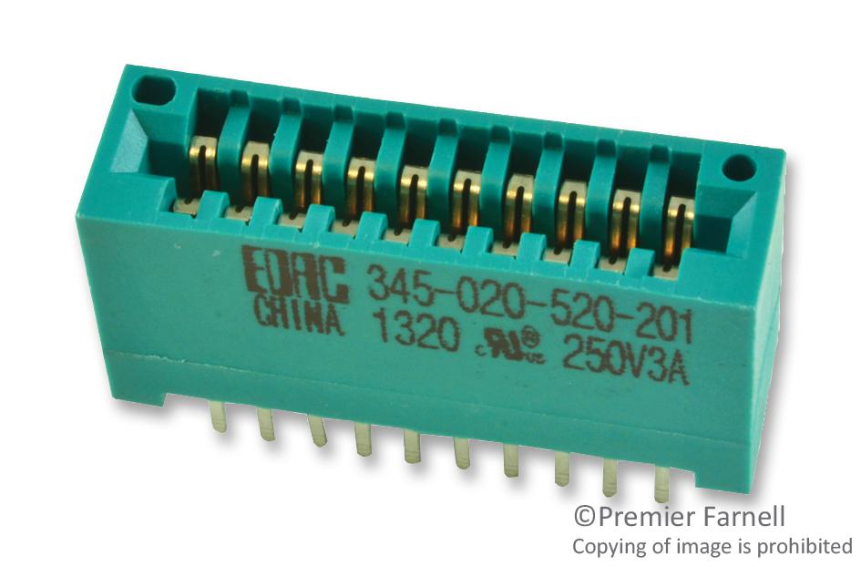 345-020-520-201 CARD EDGE CONN, DUAL SIDE, 20POS, TH EDAC