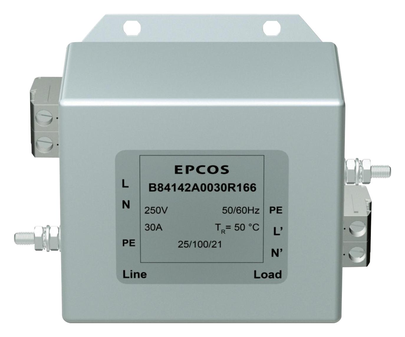 B84142A0030R166 POWER LINE FILTER, 1-PHASE, 30A, 250V EPCOS
