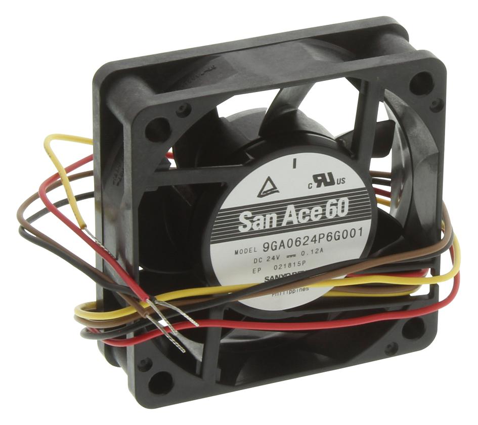 9GA0624P6G001 AXIAL FAN, 60MM, 24VDC, 31.1CFM, 43DBA SANYO DENKI
