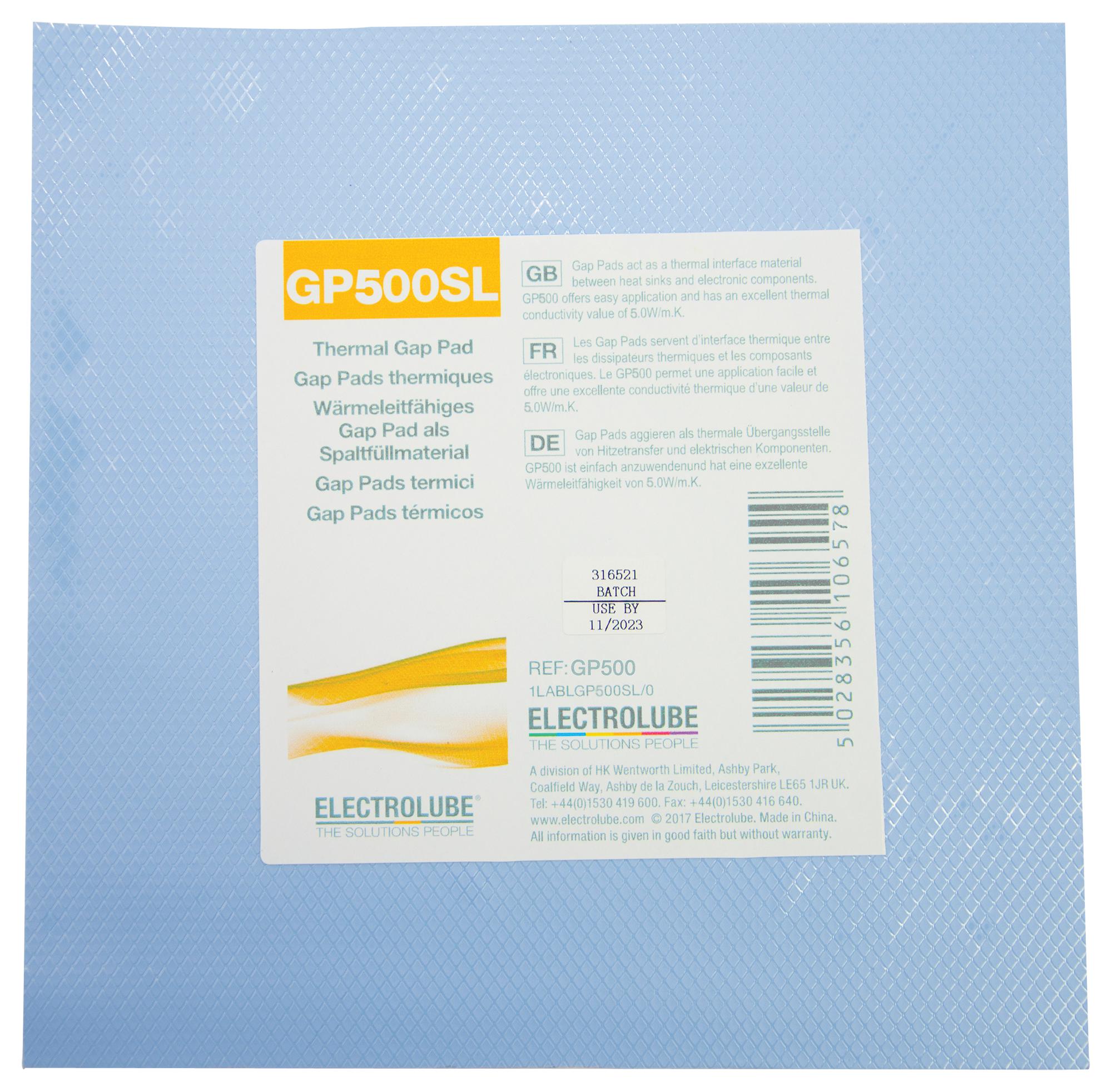 GP300S THERMAL GAP PAD, 200MM X 200MM X 0.5MM ELECTROLUBE