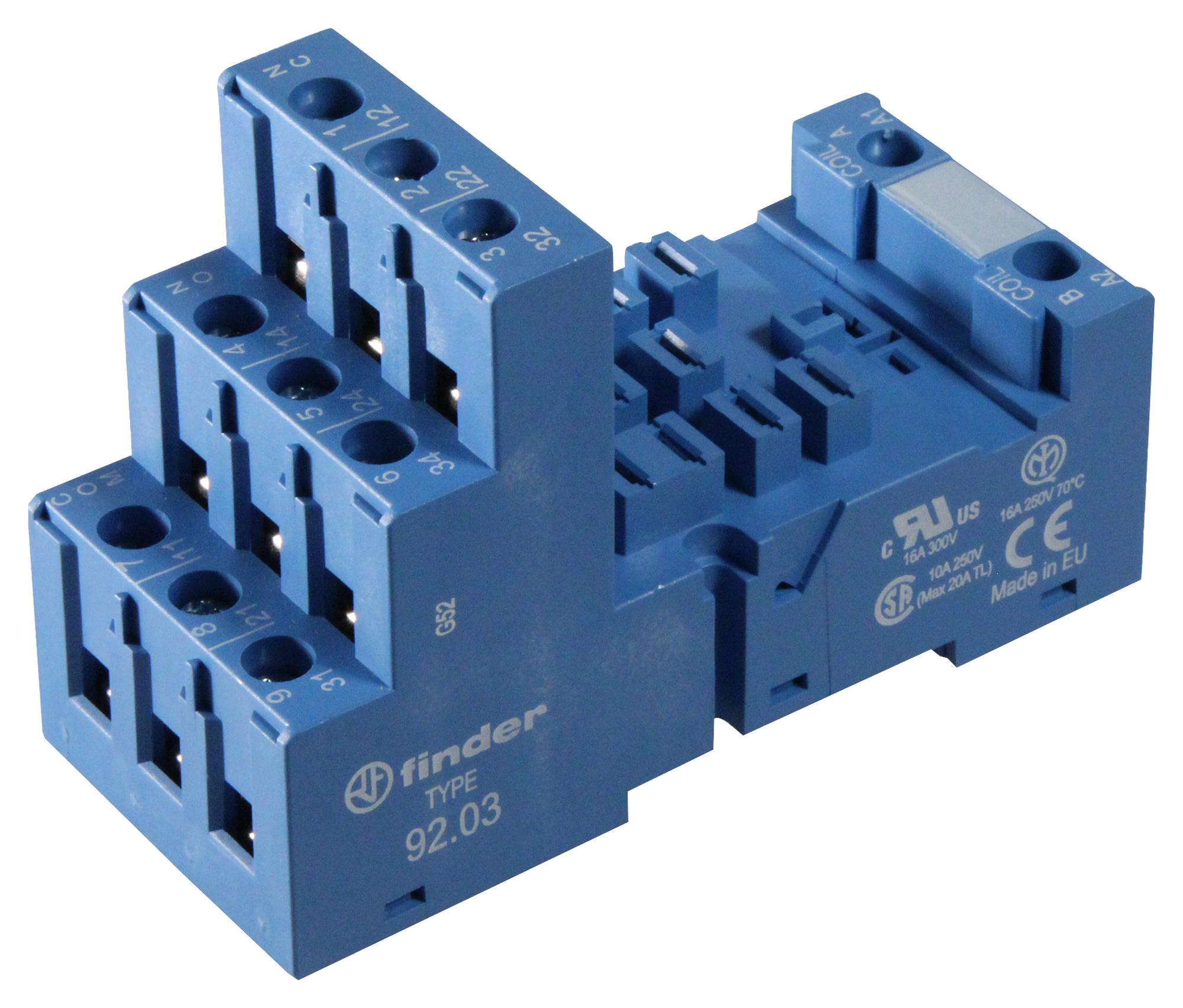 92.03 RELAY SOCKET, DIN RAIL/PANEL, 11P, SCREW FINDER