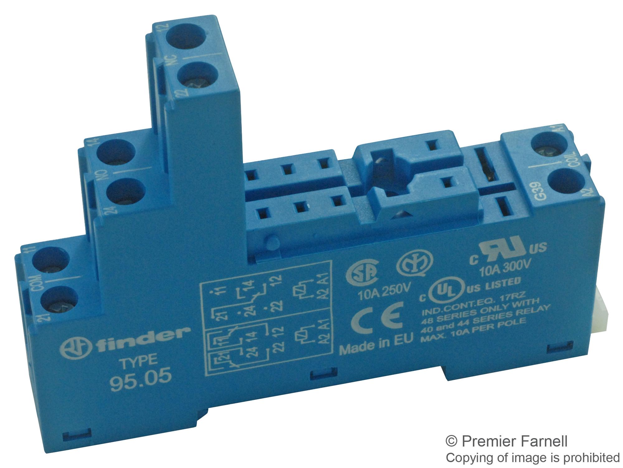 95.05 RELAY SOCKET, DIN RAIL/PANEL, 8P, SCREW FINDER