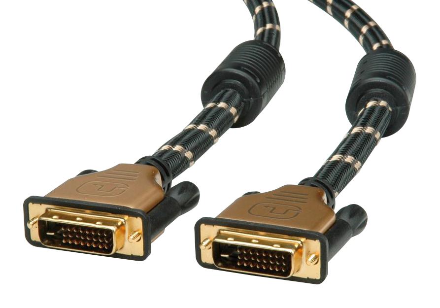 11.04.5512 MONITOR CABLE, DVI-D PLUG, 2M, BLK/GOLD ROLINE