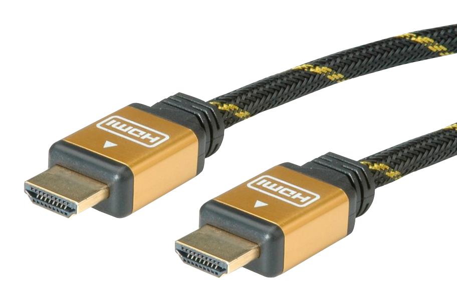 11.04.5504 AUDIO CABLE, HDMI A PLUG, 7.5M, BLK/GLD ROLINE