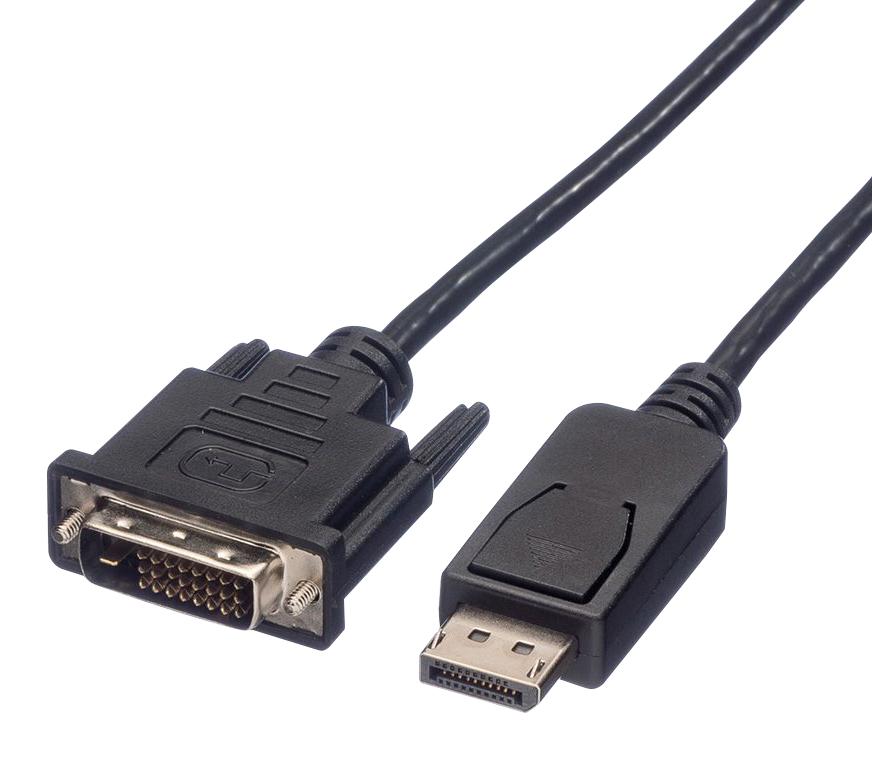 11.04.5610 AUDIO CABLE, DP-DVI/D PLUG, 2M, BLACK ROLINE