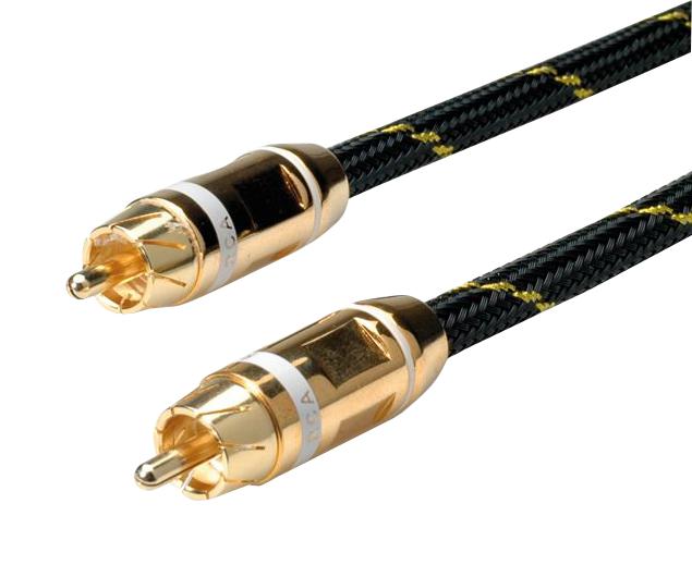 11.09.4252 AUDIO CABLE, RCA PLUG, 5M, BLK/GLD ROLINE