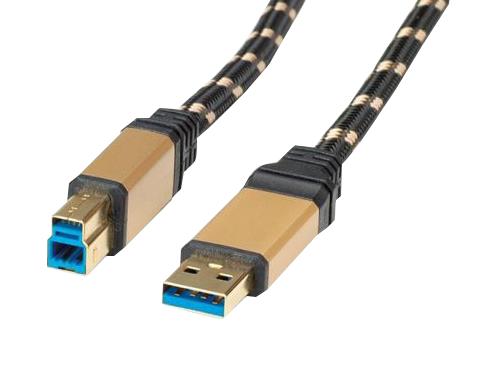 11.02.8903 USB CABLE, 3.0 A-B PLUG, 3M, BLK ROLINE