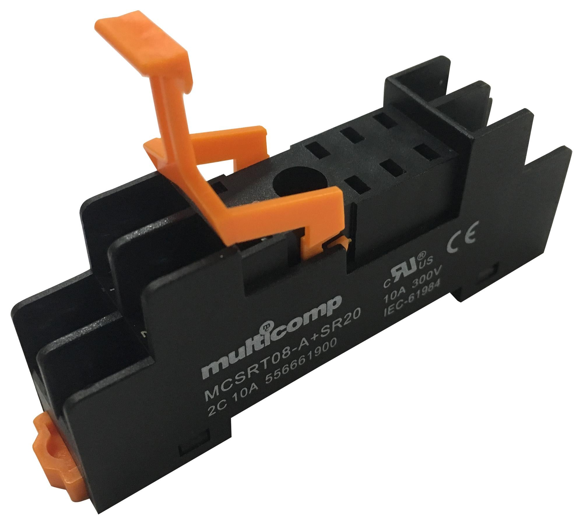 MCSRT08-A + SR20 RELAY SOCKET, 300V, 10A, DIN RAIL MULTICOMP