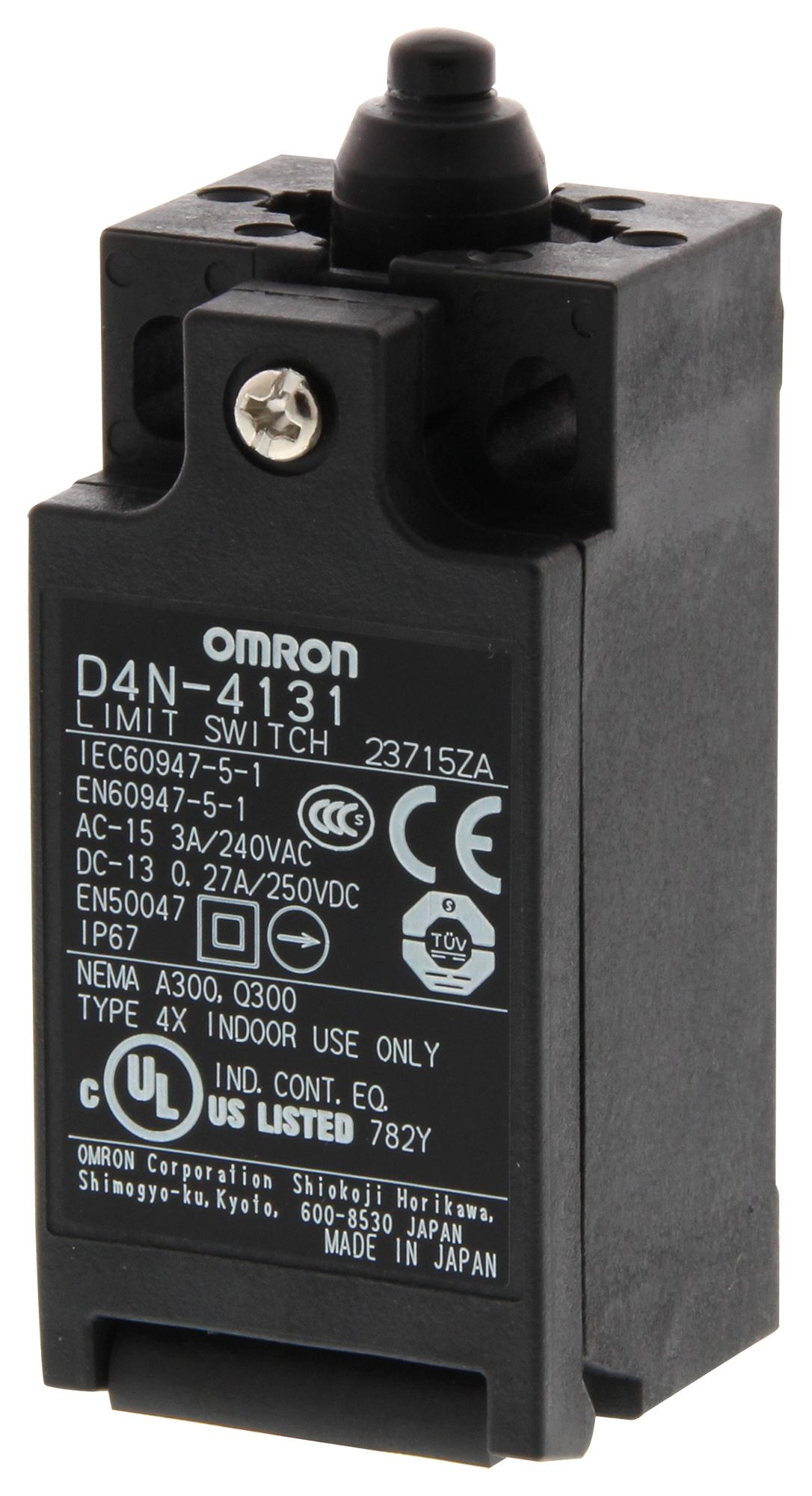 D4N4131 LIMIT SWITCH, SPST-NC/NO, 240VAC, 3A OMRON
