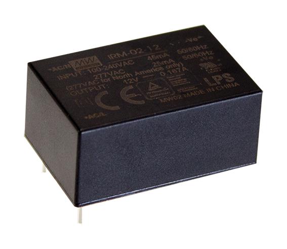 IRM-02-12 POWER SUPPLY, AC-DC, 12V, 0.167A MEAN WELL