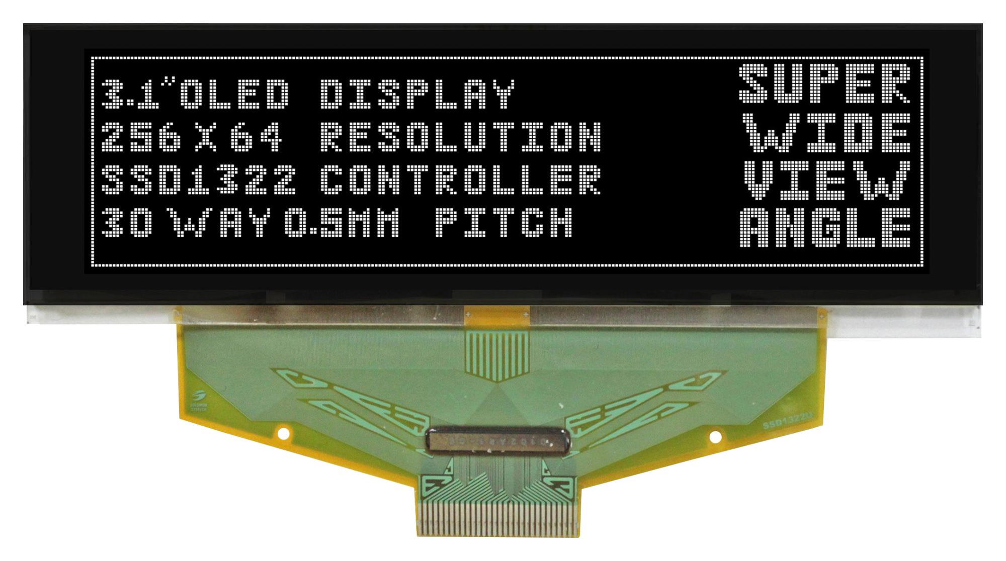 MCOT256064B1A-WM DISPLAY, OLED GRAPHIC, TAB, 256X64PIXELS MIDAS