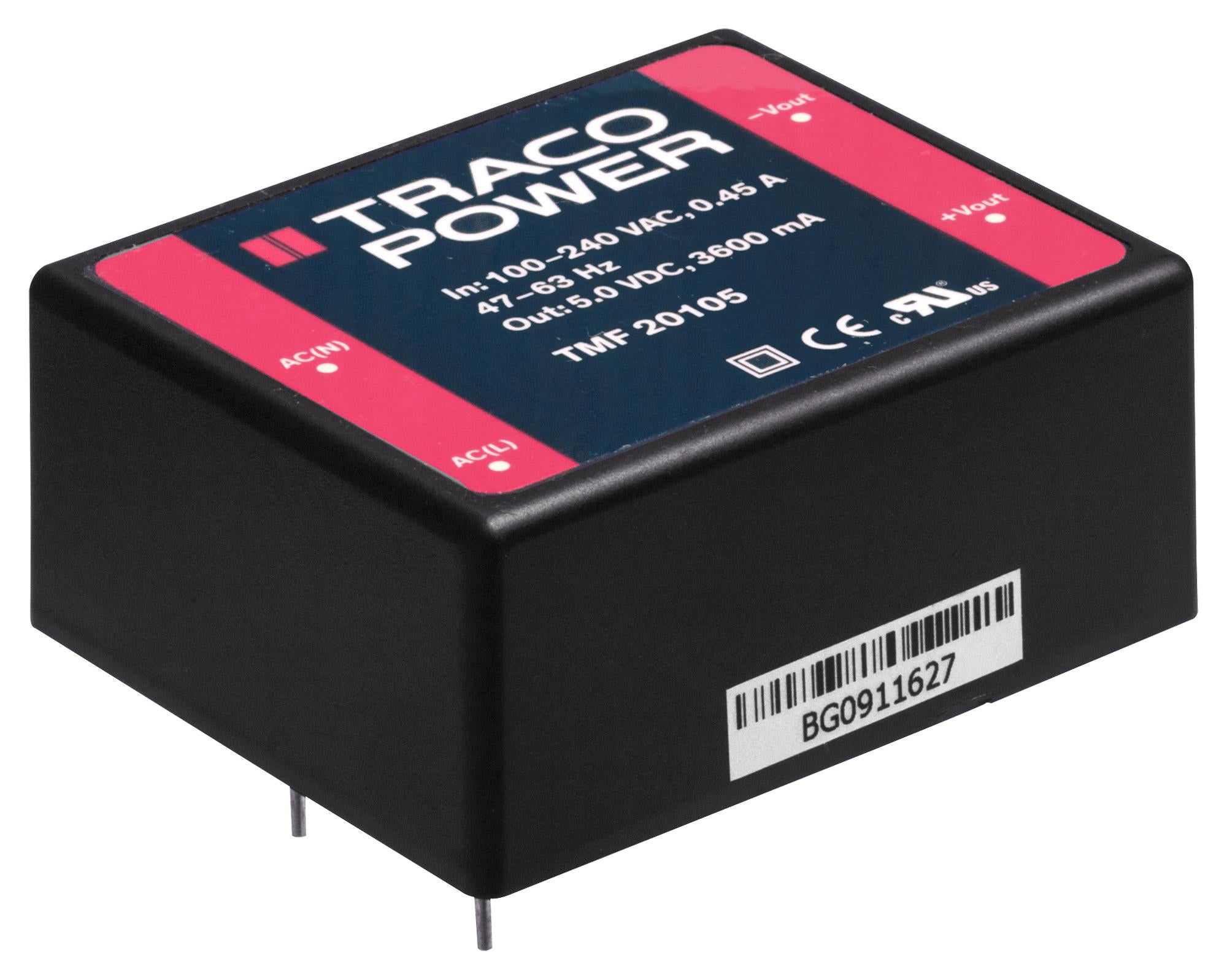 TMF 20112 POWER SUPPLY, AC-DC, 12V, 1.667A TRACO POWER