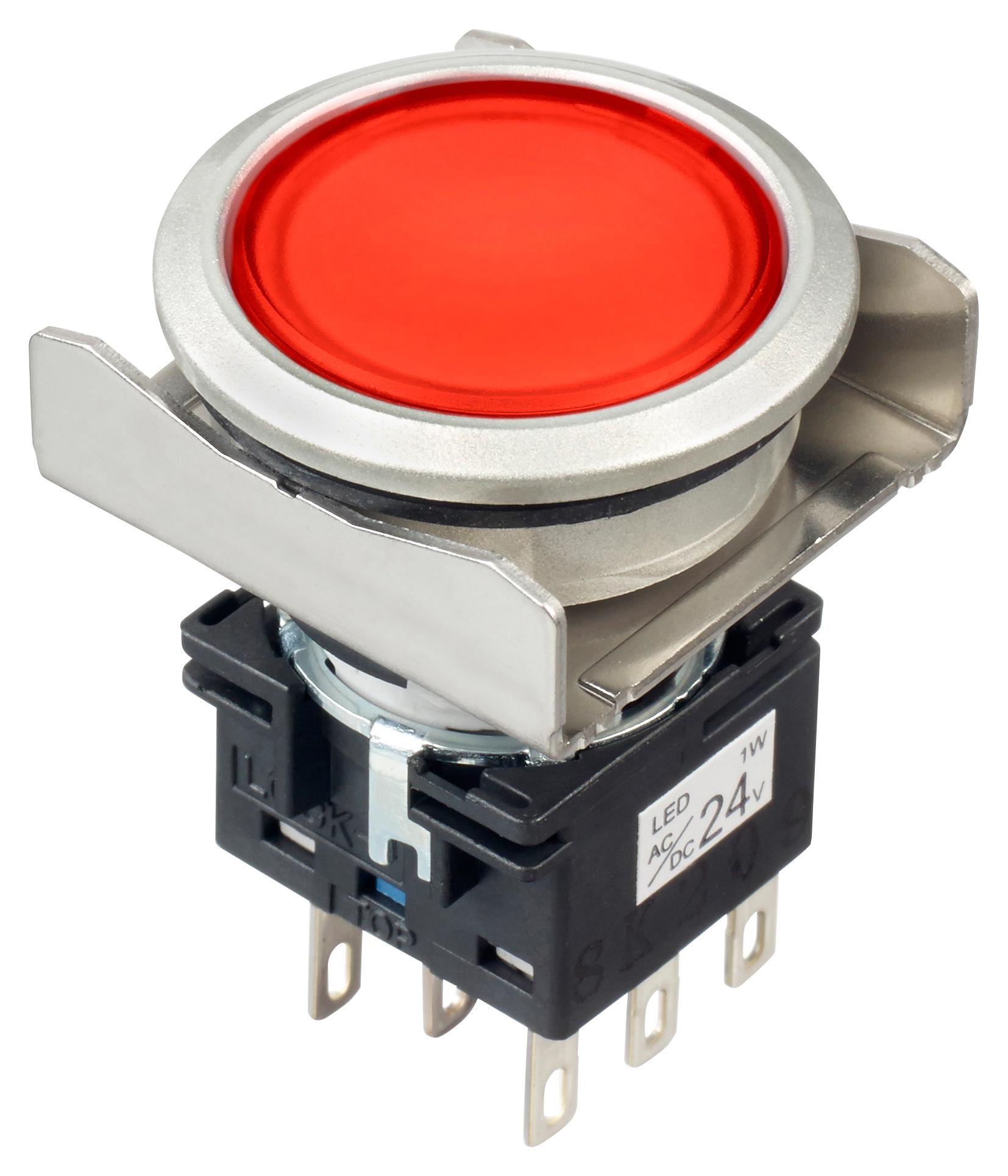 LBW6ML-A1RT64WR PB SW, DPDT, 24VAC/DC, SOLDER, RED IDEC