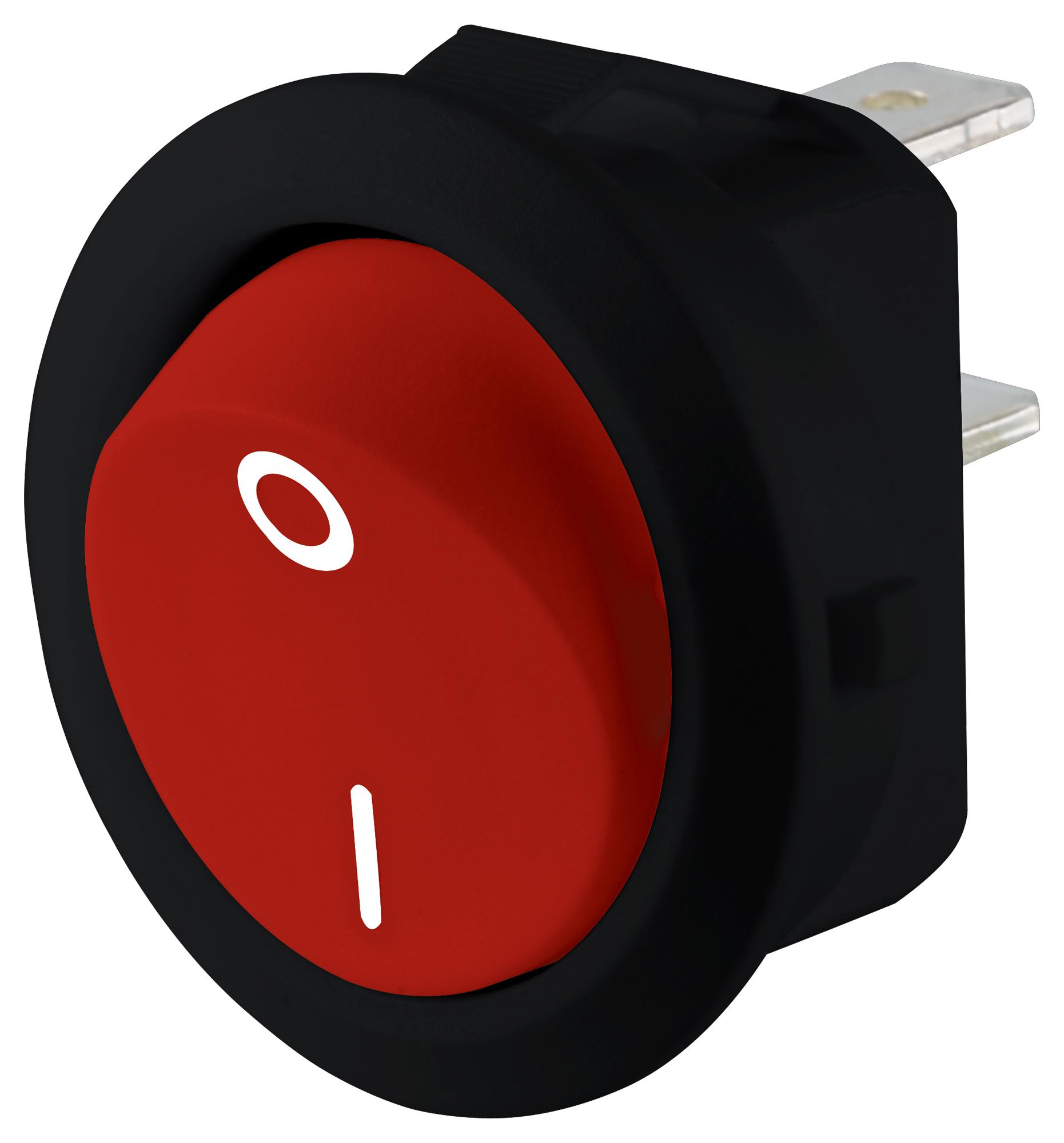 01881.1104-01 ROCKER SWITCH, SPST, 12A, 250VAC, RED MARQUARDT