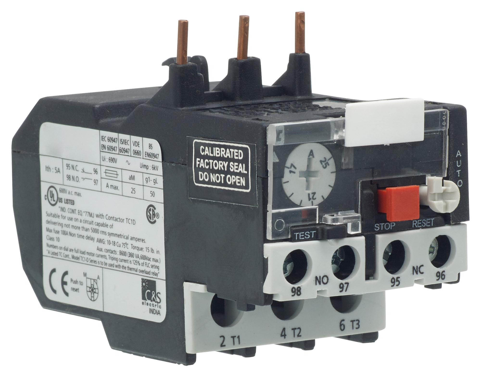 MCTR2-D09310 THERMAL OVERLOAD RELAY, 4-6A MULTICOMP