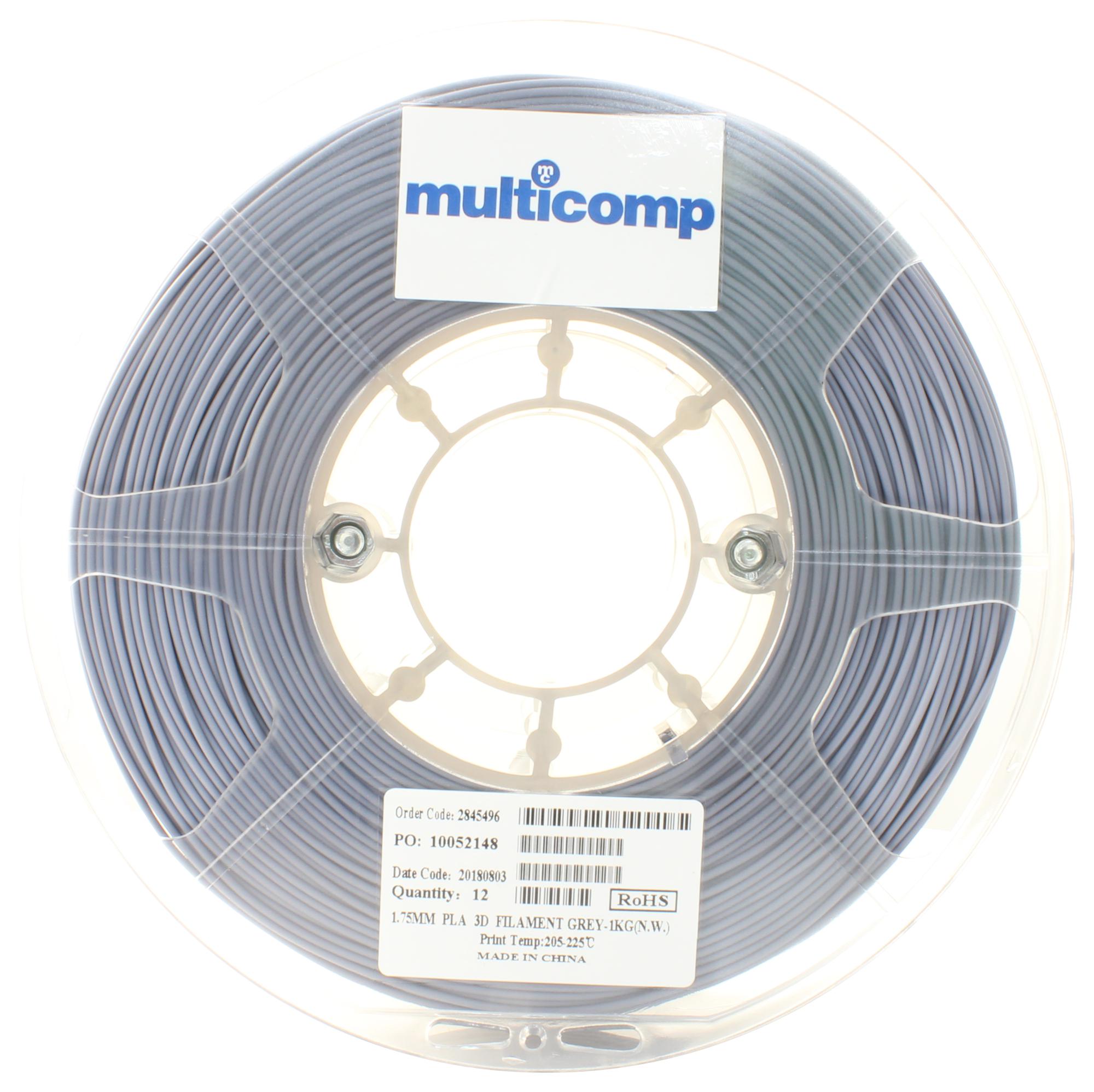 MC002549 3D PRINTER FILAMENT, PLA, 1.75MM, GREY MULTICOMP