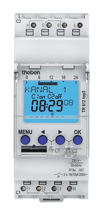 TR612 TOP3 TIME SWITCH, DIGITAL, SPDT, 16A, 230VAC THEBEN