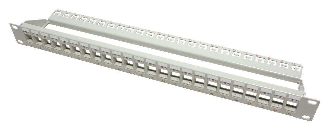 26.11.0356 PATCH PANEL, RJ45, KEYSTONE, 24PORT, GRY SECOMP