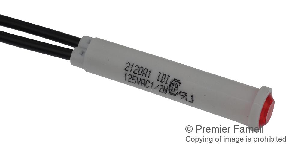 2120A1 NEON INDICATOR, RED, 7.9MM, WIRE LEADED VCC (VISUAL COMMUNICATIONS COMPANY)