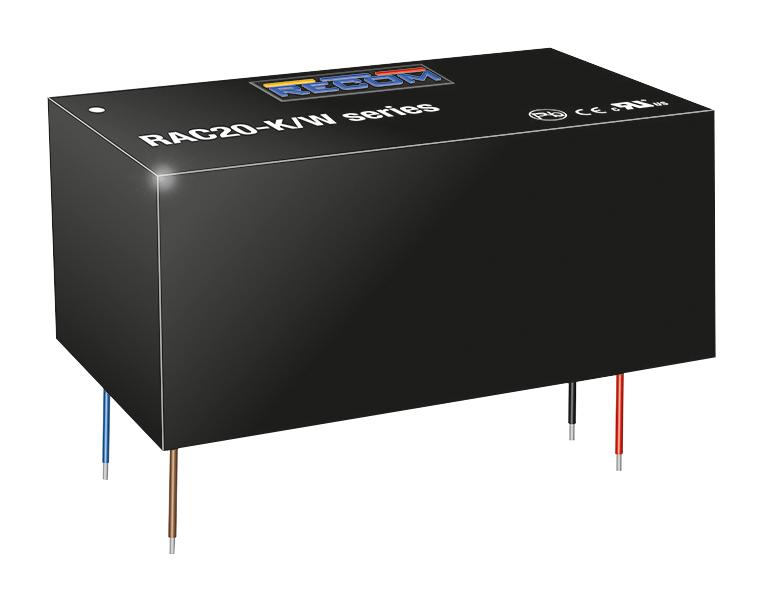 RAC20-05SK/W POWER SUPPLY, AC-DC, 5V, 4A RECOM POWER
