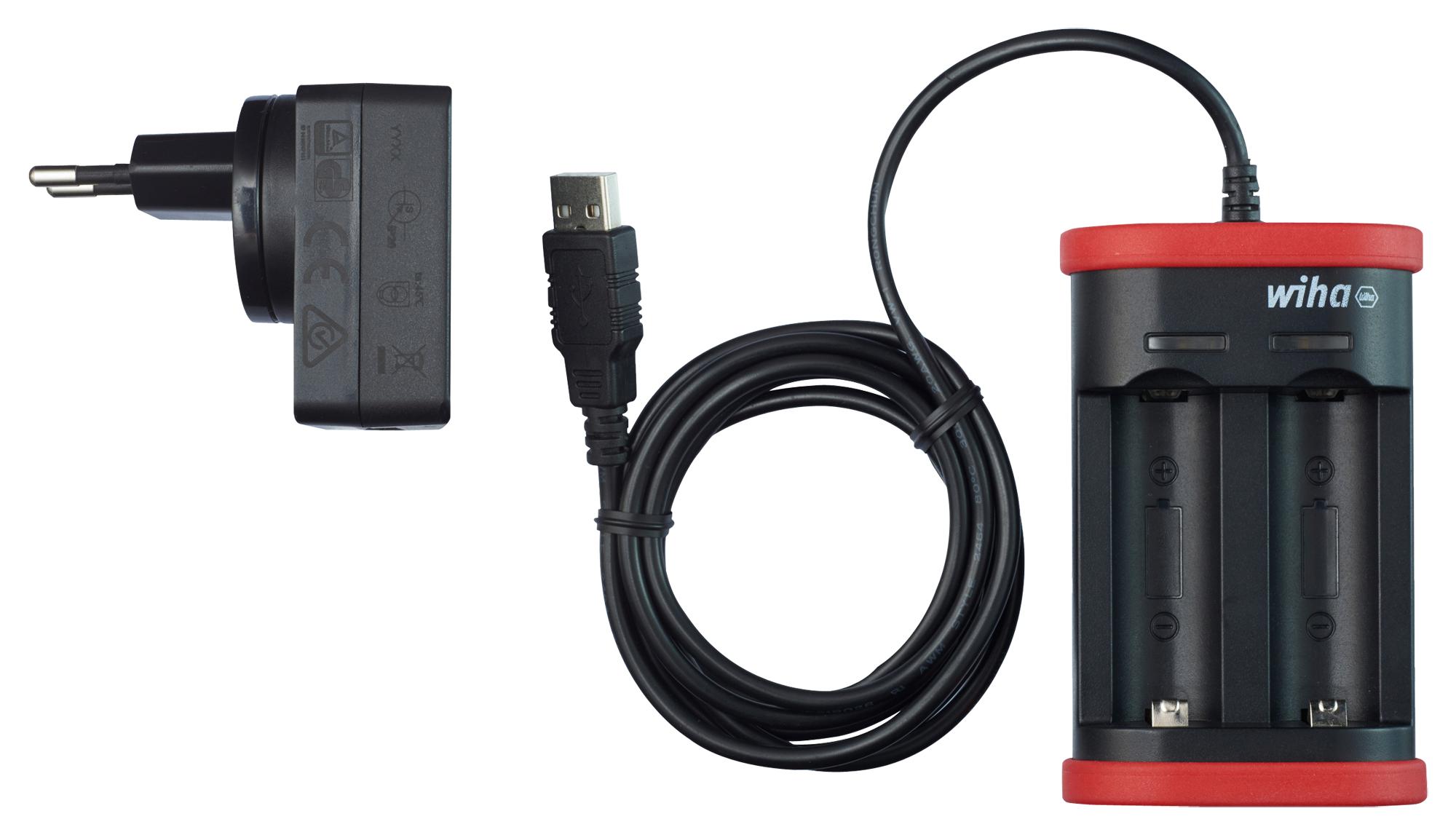 41915 BATTERY CHARGER W/USB/EUROPLUG, LI-ION WIHA