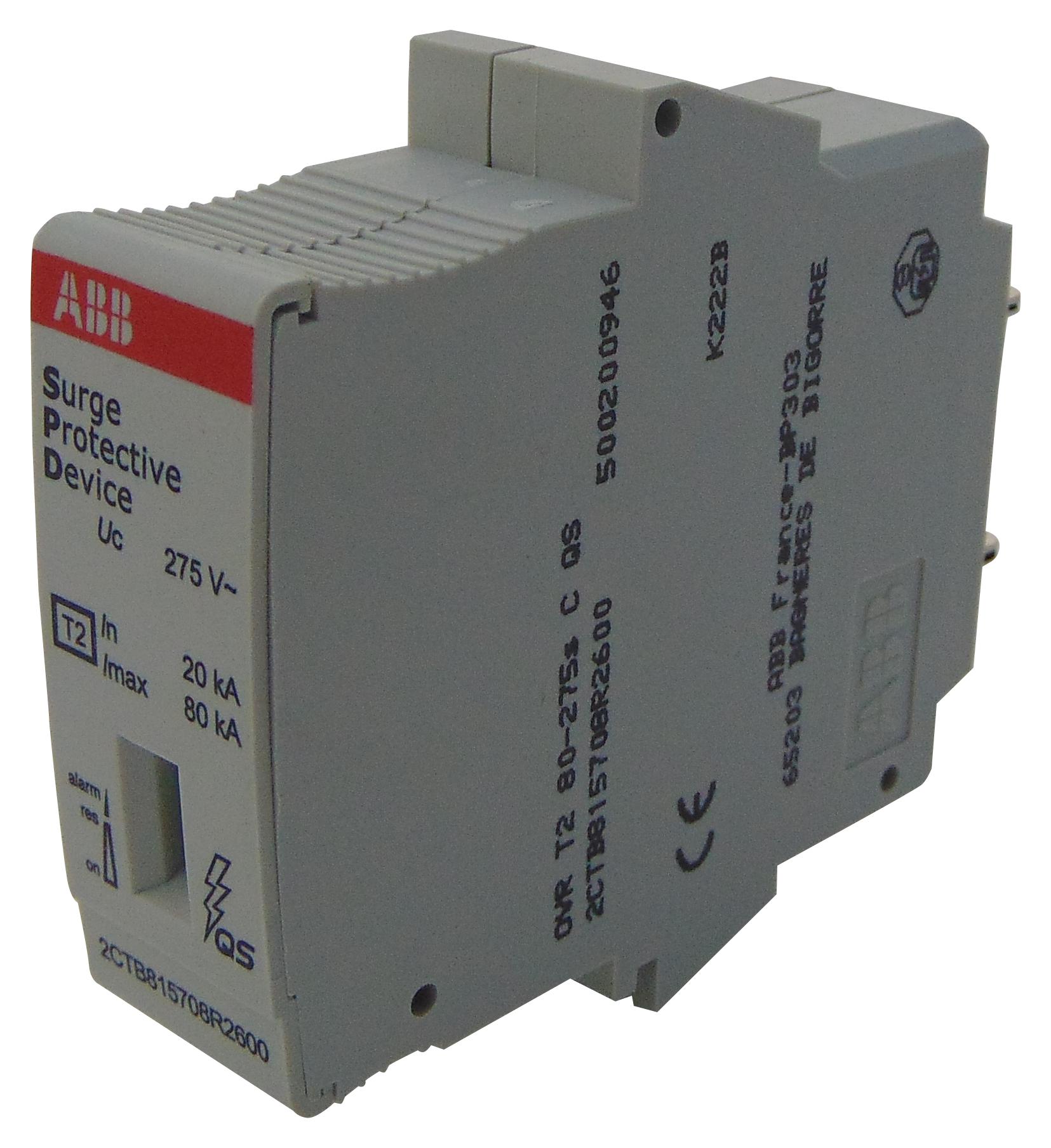 OVR T2 80-275S C QS MAINS SURGE PROTECTOR, 275VAC, DIN RAIL ABB - SOULE