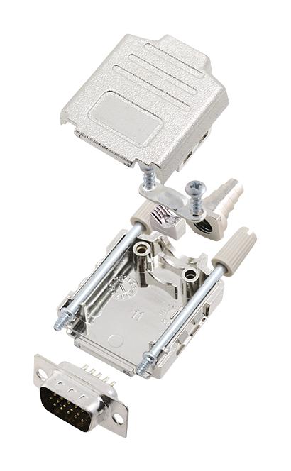 L17DPPK09-M+L717HDE15P HD-D SUB CONNECTOR, PLUG, 15POS, SOLDER AMPHENOL ICC