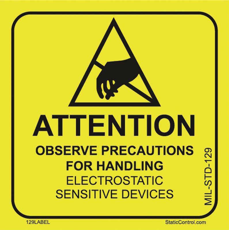 129LABEL LABEL, WARNING, 50.8X50.8MM, BLACK/YEL SCS