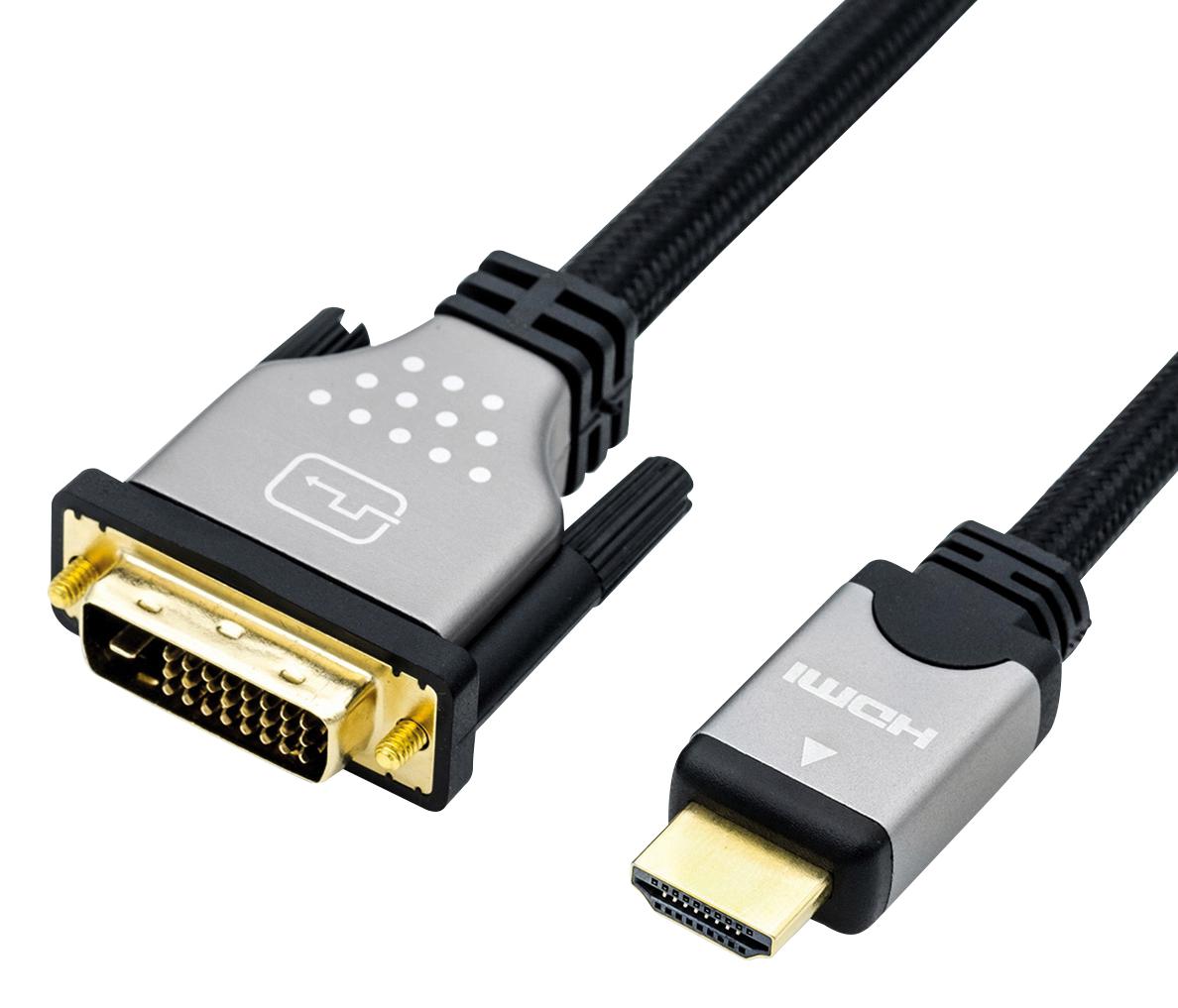11.04.5875 CABLE, DVI-D/HDMI A PLUG, 10M, BLACK ROLINE