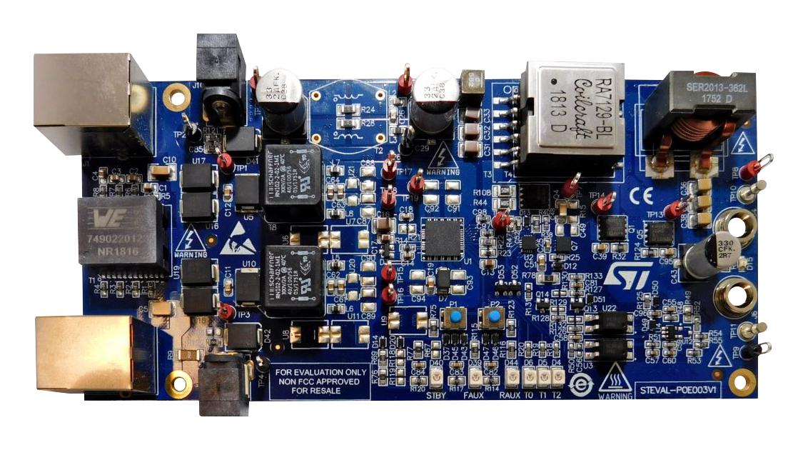 STEVAL-POE003V1 EVAL BOARD, POE-PD CONVERTER, 5V, 20A STMICROELECTRONICS