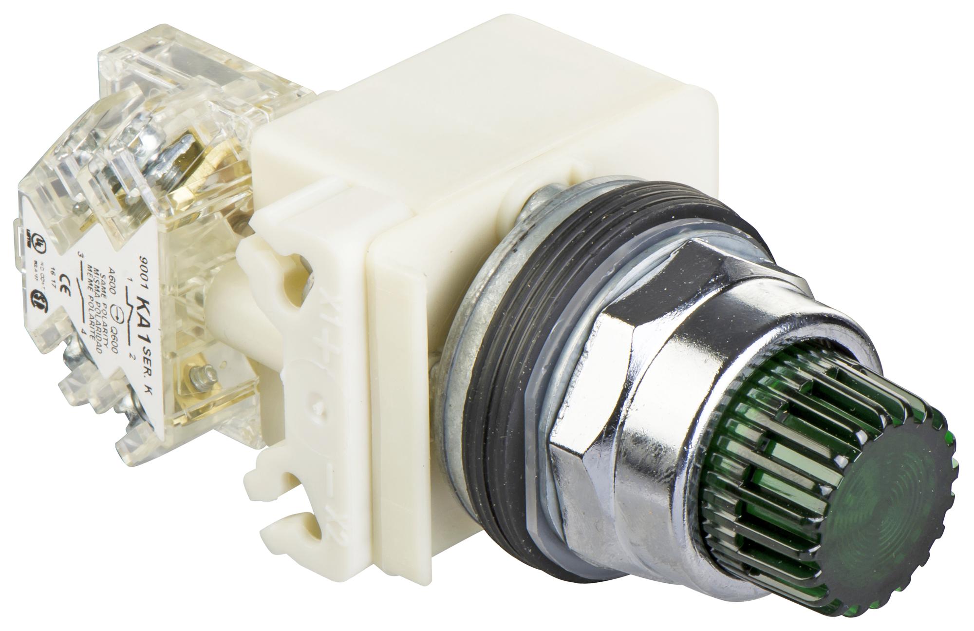 9001K2L38GH13 PB SW, ILLUM, SPDT, GREEN, 10A, 600VAC SCHNEIDER ELECTRIC