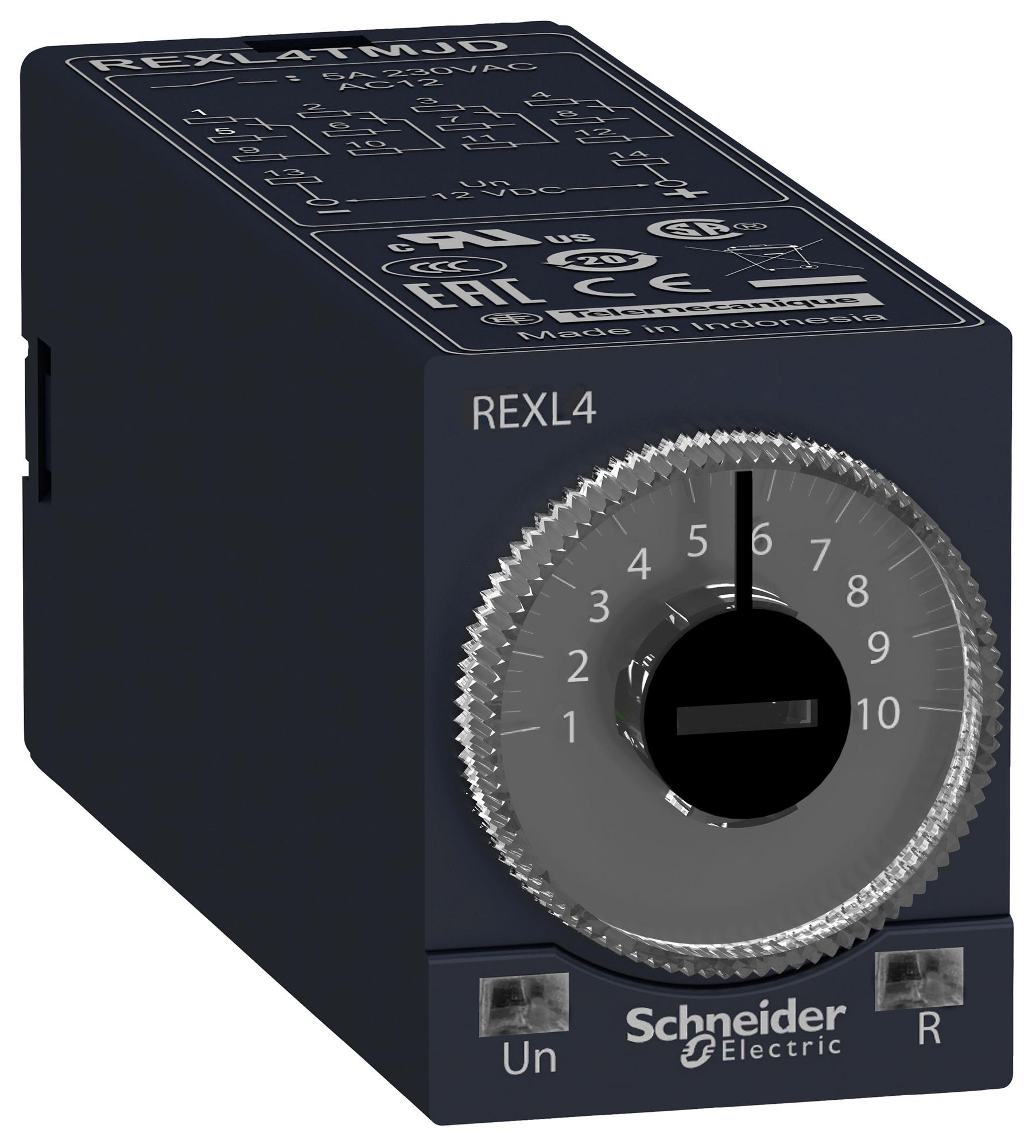 REXL4TMB7 TIME DELAY RELAY, 4PDT, 0.1S-100H, SKT SCHNEIDER ELECTRIC