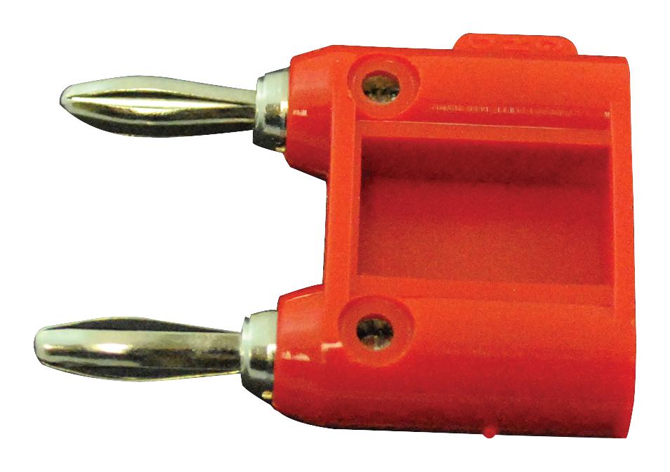 BU-P1330-2. DOUBLE BANANA PLUG, 15A, SCREW, RED MUELLER ELECTRIC