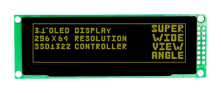 MDOB256064BX-YM OLED GRAPHIC DISPLAY, COB, 256X64PIXELS MIDAS