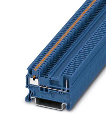 PT 1,5/S/1P BU DINRAIL TERMINAL BLOCK, 2WAY, 14AWG, BLU PHOENIX CONTACT