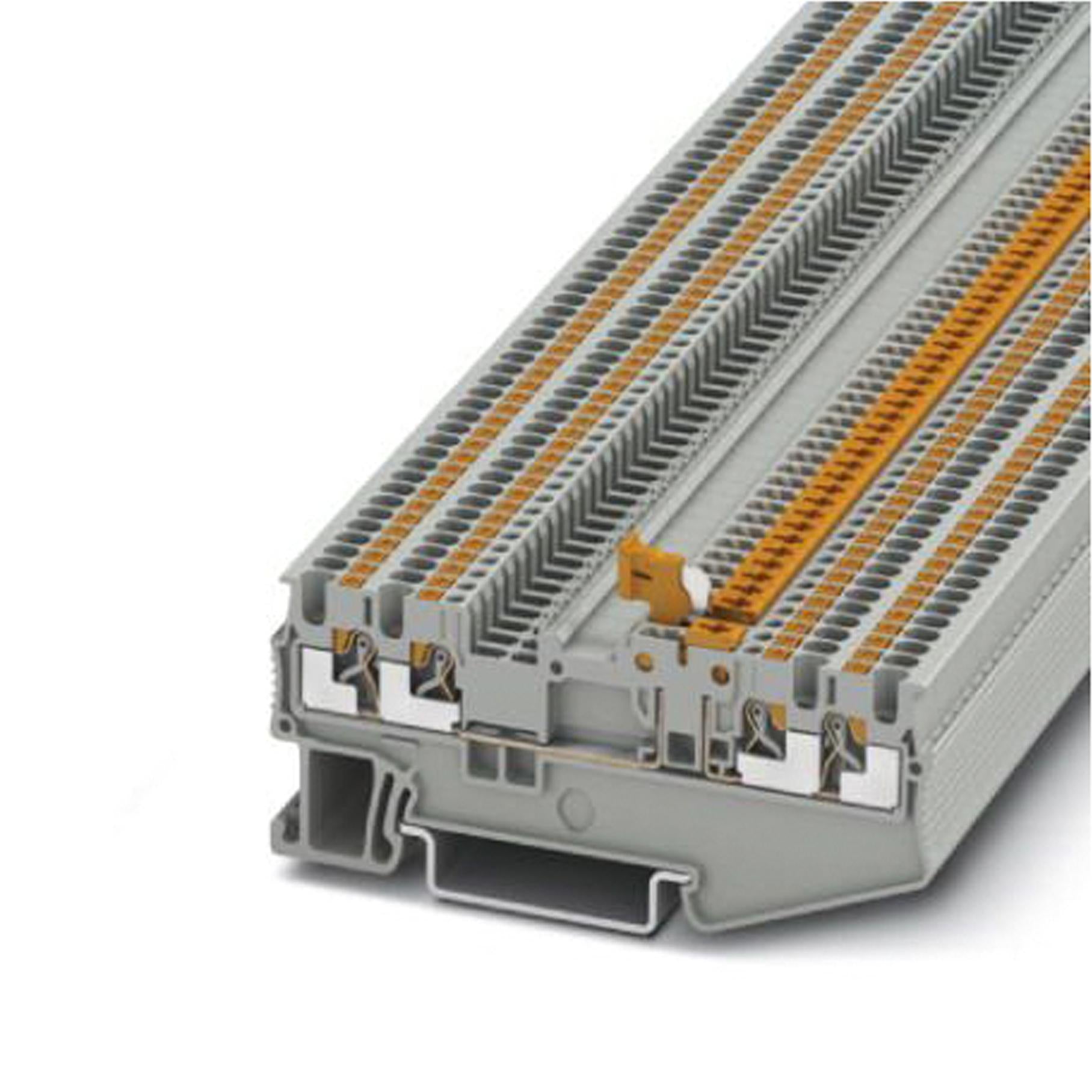 PT 1,5/S-QUATTRO-MT DINRAIL TERMINAL BLOCK, 4WAY, 14AWG, GRY PHOENIX CONTACT