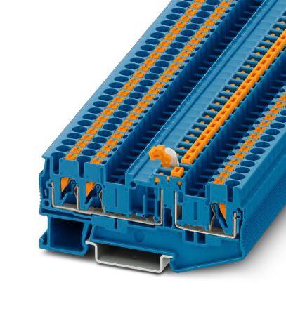 PT 2,5-TWIN-MTB BU DINRAIL TERMINAL BLOCK, 3WAY, 12AWG, BLU PHOENIX CONTACT