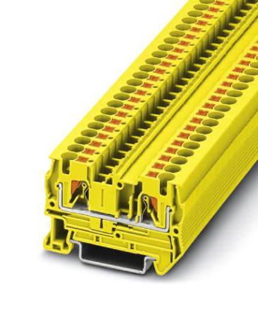 PT 4 YE DINRAIL TERMINAL BLOCK, 2WAY, 10AWG, YEL PHOENIX CONTACT