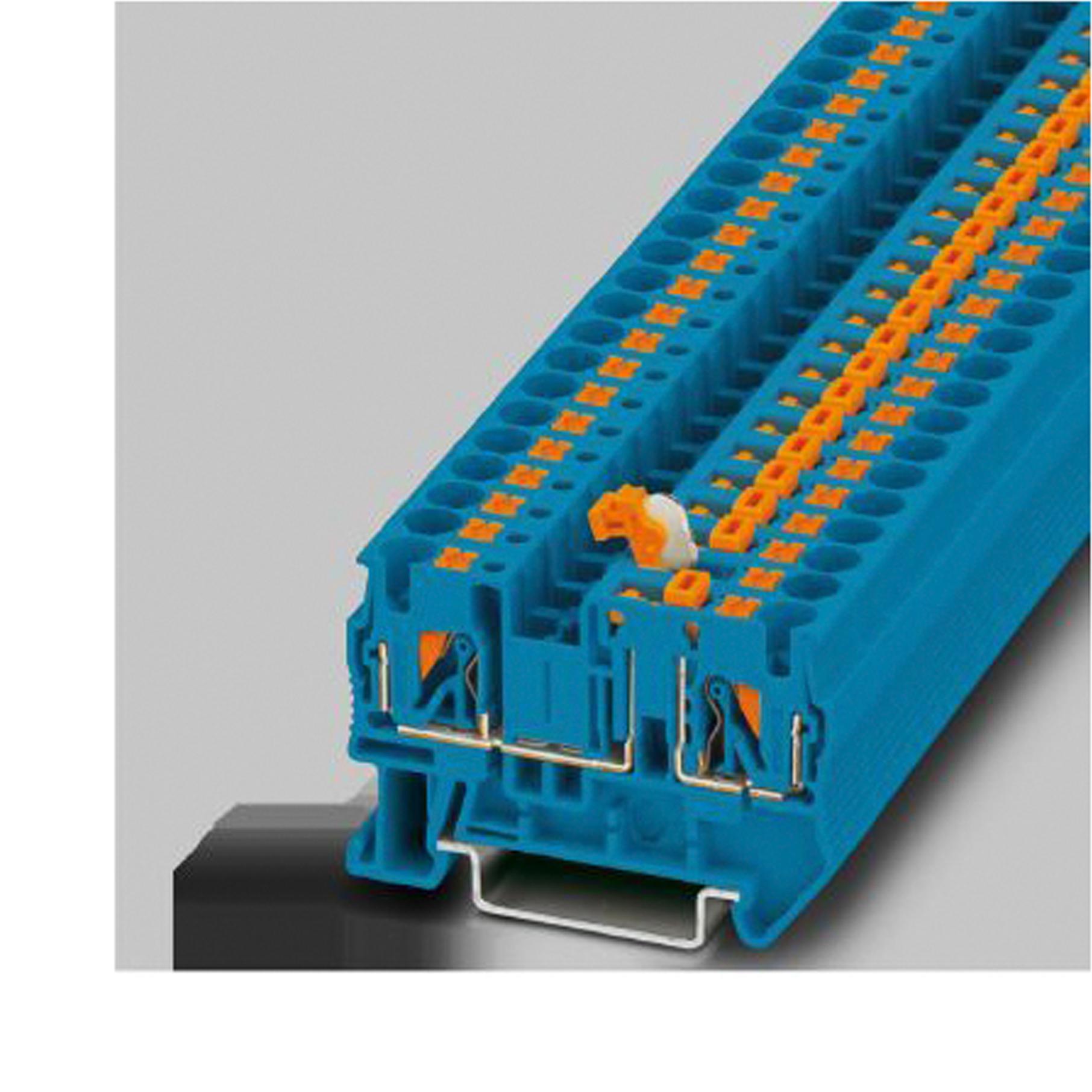 PT 4-MT BU DINRAIL TERMINAL BLOCK, 2WAY, 10AWG, BLU PHOENIX CONTACT