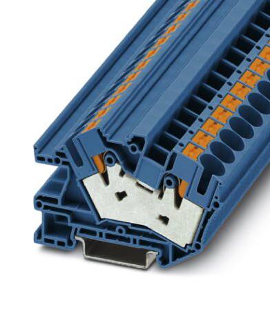 PTI 16/S BU DINRAIL TERMINAL BLOCK, 2WAY, 4AWG, BLU PHOENIX CONTACT