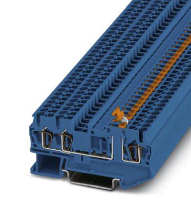 ST 2,5-TWIN-MT BU DINRAIL TERMINAL BLOCK, 3WAY, 12AWG, BLU PHOENIX CONTACT