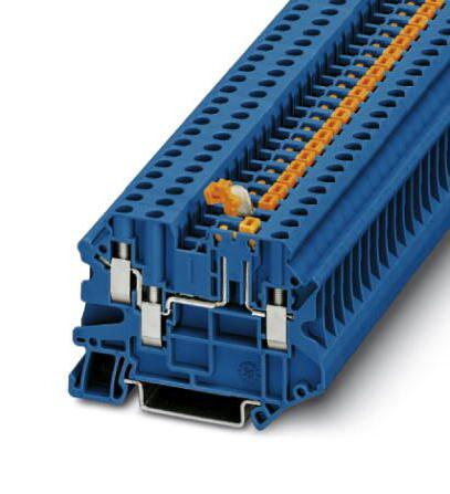 UT 4-TWIN-MT P/P BU DIN RAIL TB, KNIFE DISCONNECT, 3P, 10AWG PHOENIX CONTACT